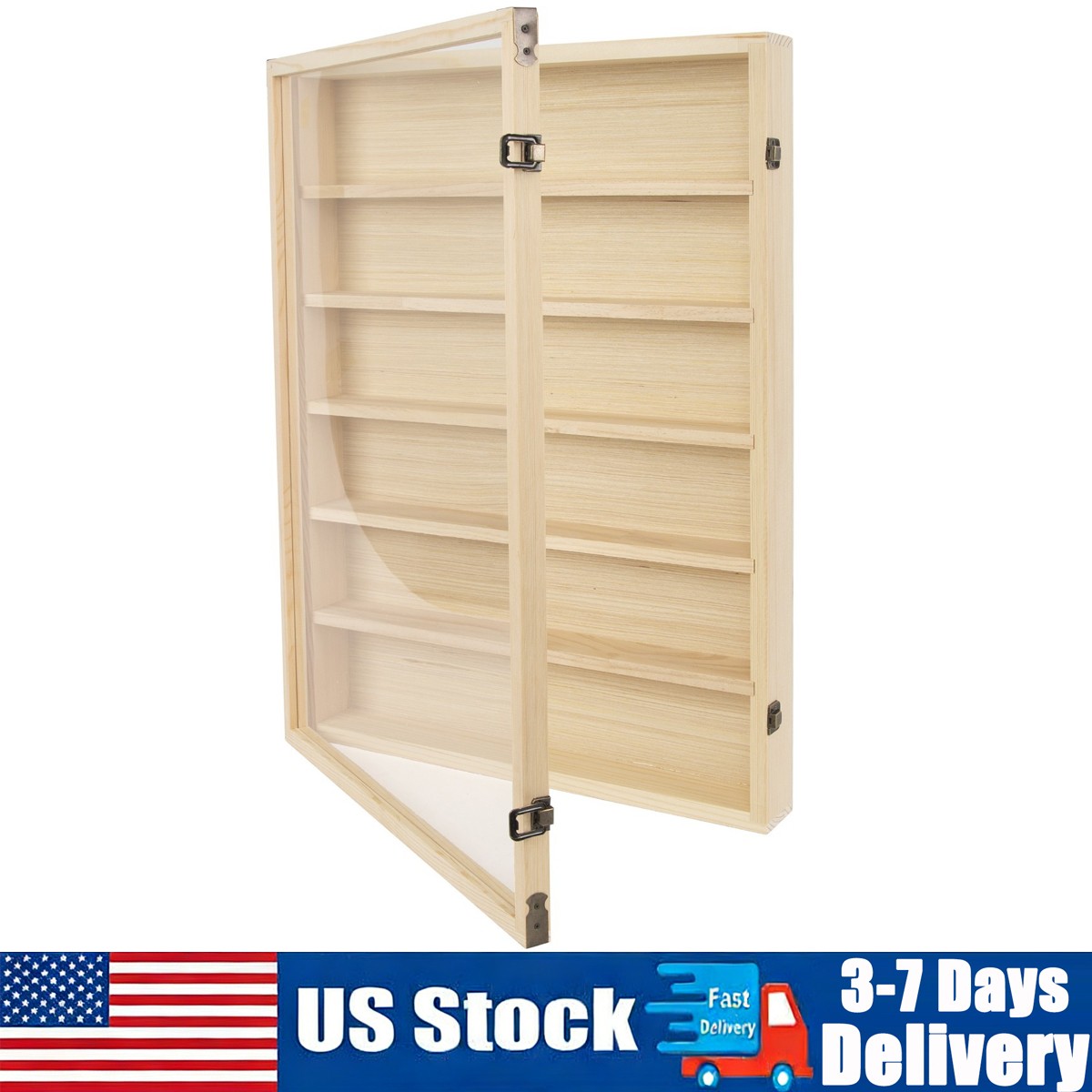 6-Tier Wooden Wall Display Case Stand Cabinet Holder for Model Toy Collection US