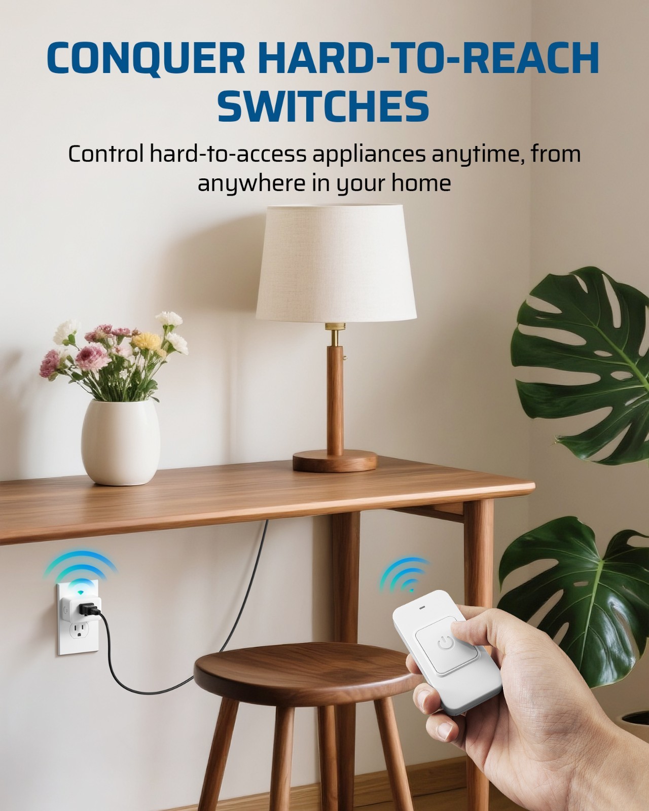 Single Button RF Remote Control Electrical Plug Outlet No WiFi Needed 100FT