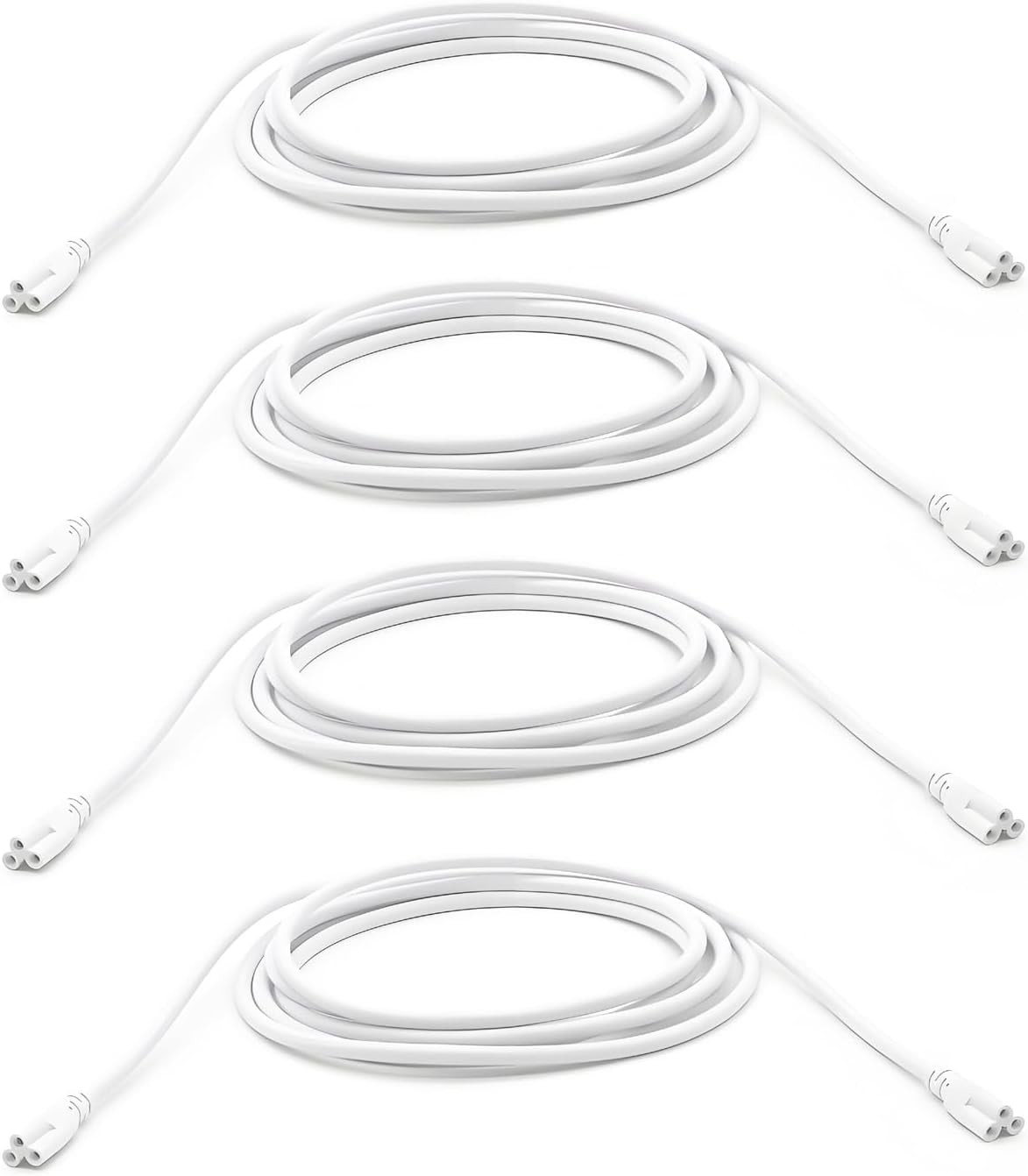 10FT T5/T8 LED Linkable Cord, Double End Connector, Power Extension, 4 Pack
