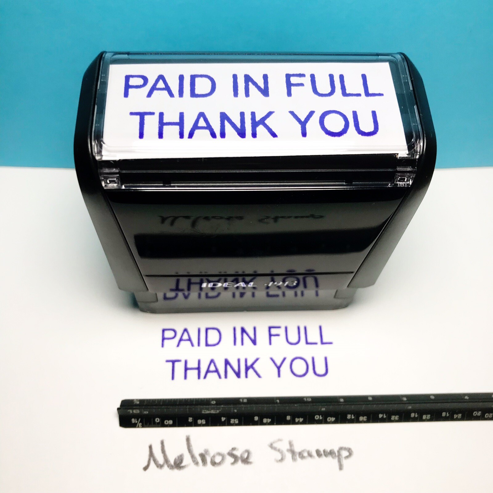 Paid In Full Thank You Rubber Stamp Purple Ink Self Inking Ideal 4913