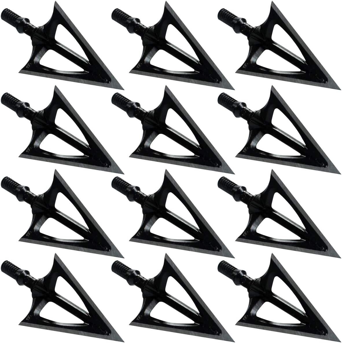 12Pcs Black Whirlwind Broadheads Quench High-tensile steel 3-Blade Arrow Tips
