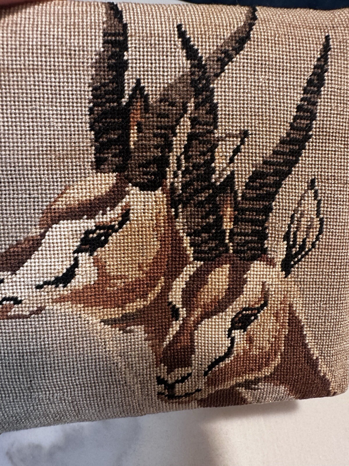 Vintage Tapestry Satin Antelope Trinket Box 4" Wide 2" Tall Hand Made