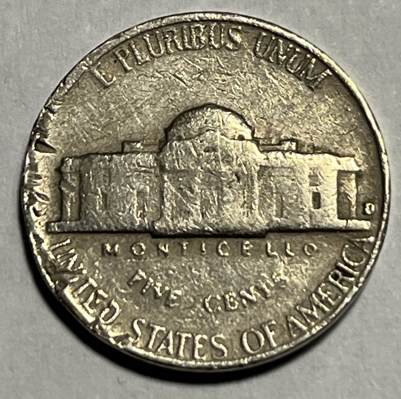 1964 D Roosevelt Nickel Errors Strike Through Grease & Rim Damage