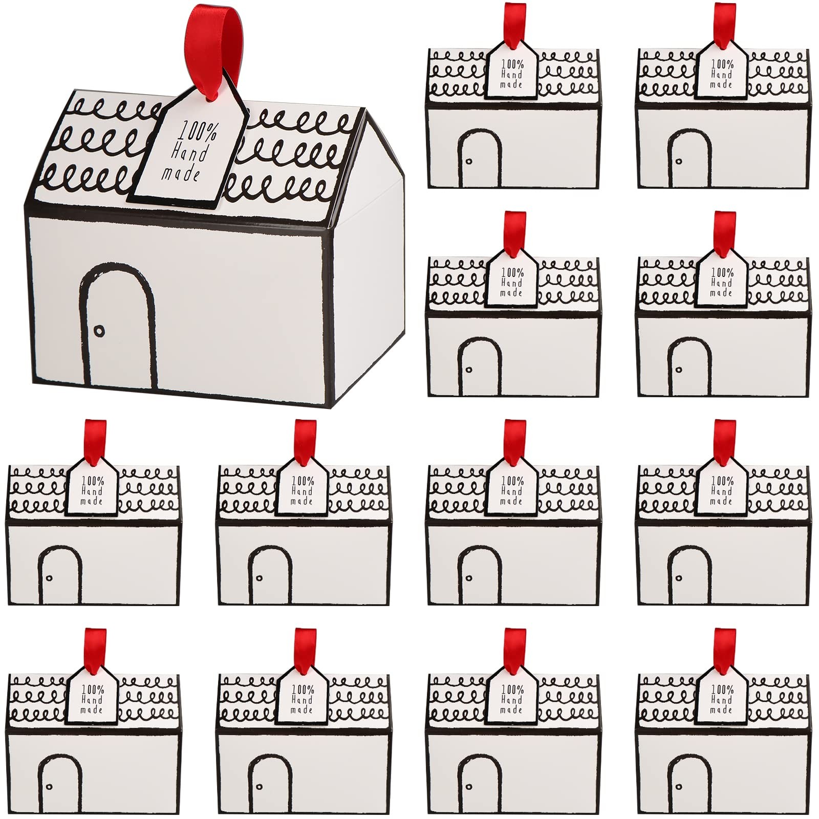 20 PCS White Low Style House Shaped Gable Gift Treat Cookie Dessert Boxes