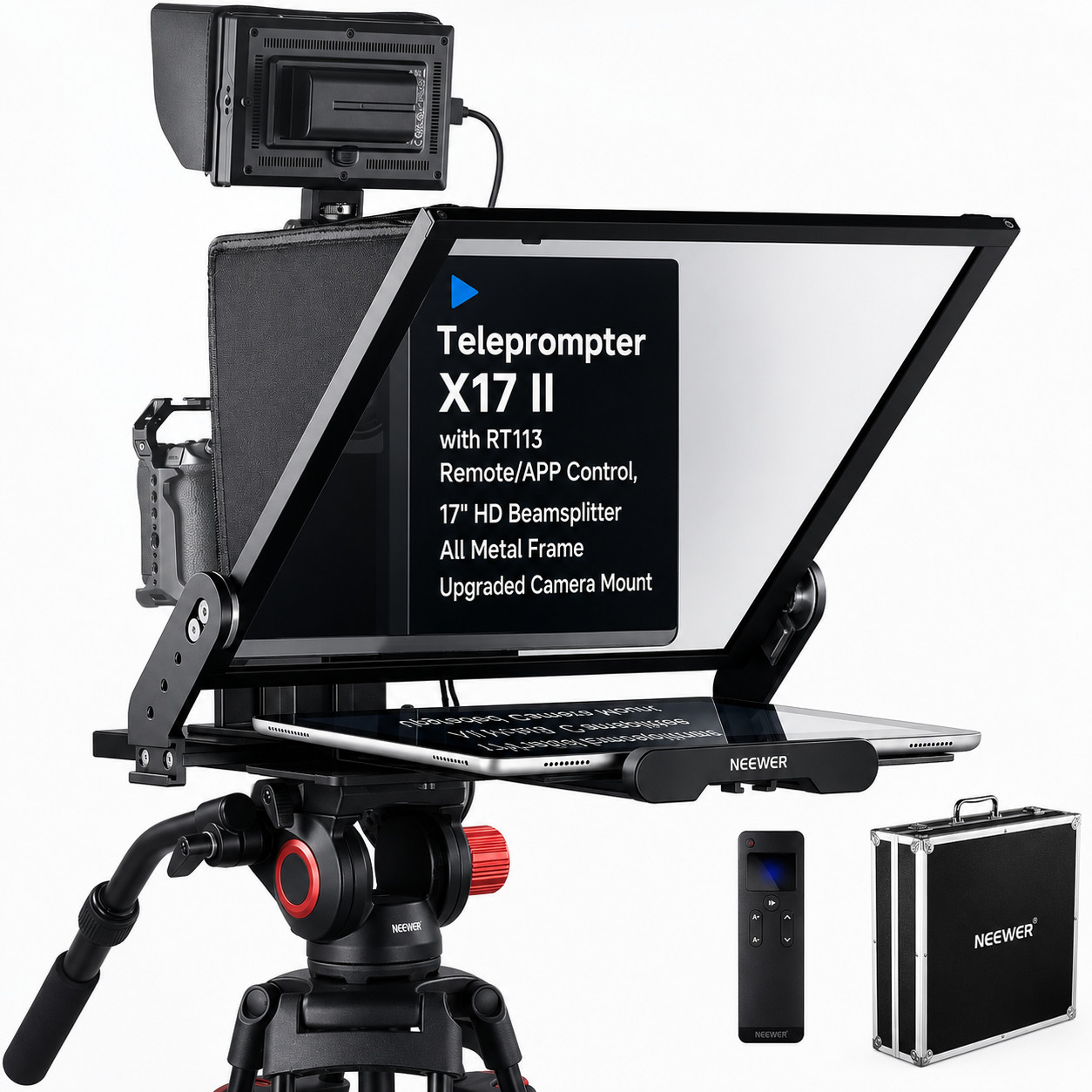 NEEWER X17 II 17" HD Teleprompter RT113 Remote Manfrotto 501PL Case