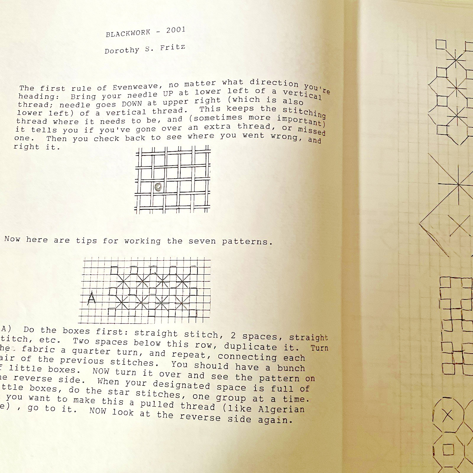 Blackwork Chart Instruction Booklet 21 Pages Charted Diagrams A Beginners Study