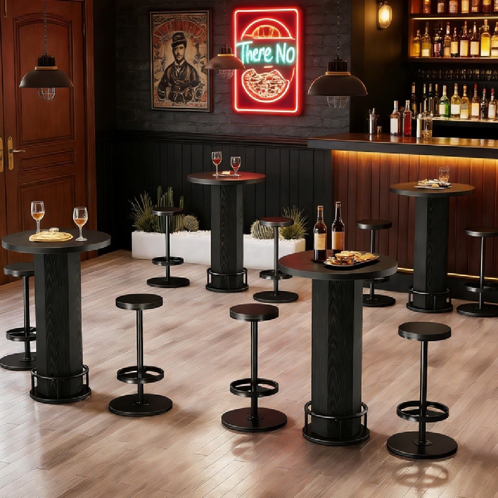 A Pub Table and Two Matching Stools