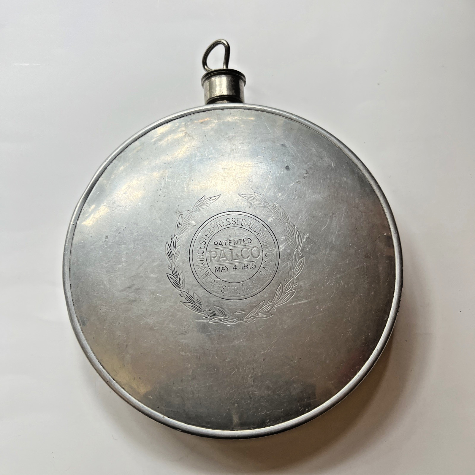 Vintage WWI Dated May 4th, 1915 Palco Worcester MA USA Aluminum Canteen Camp