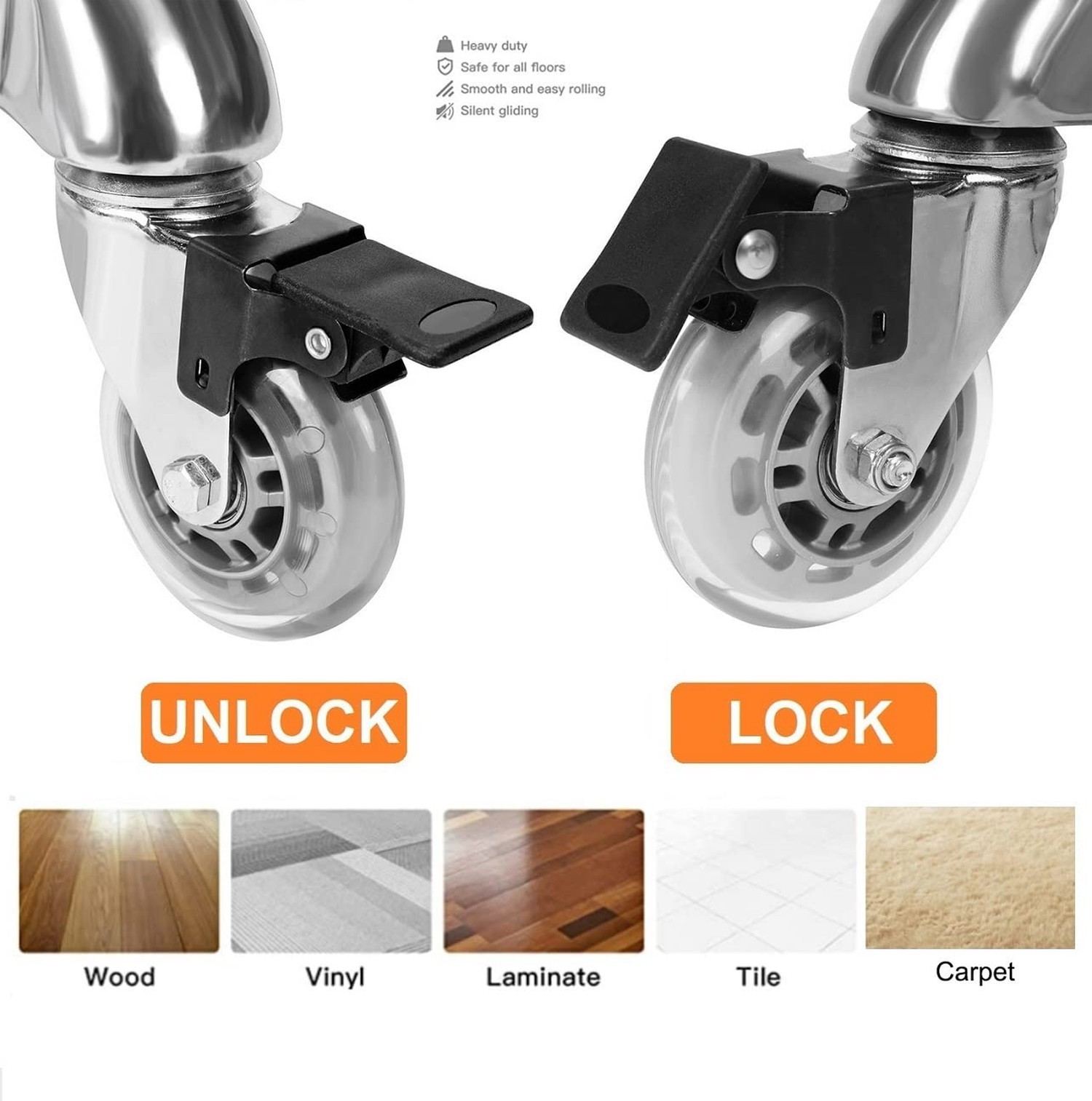 Adjustable Heavy Duty Stool - Rolling Stools with Locking Caster Wheels - Swi...
