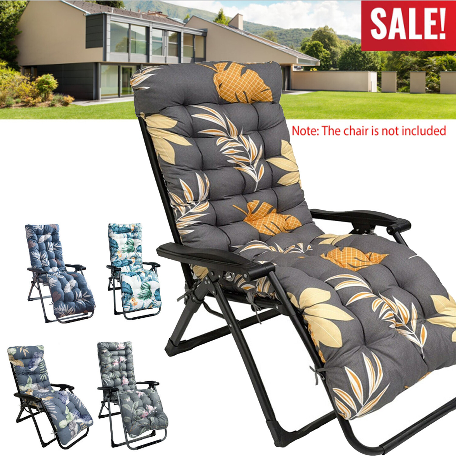 67"X22" Chaise Lounger Cushion Pad Lounge Rocking Patio Recliner Chair Sofa Mat