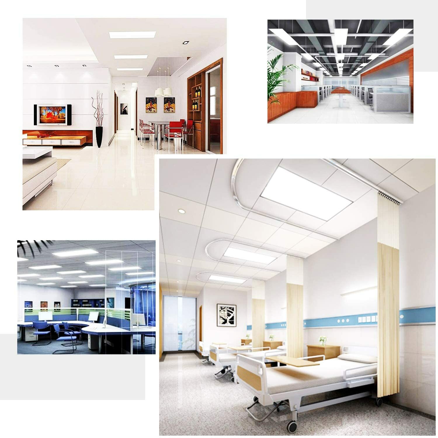 2x4 FT LED Flat Panel Light 5000K Daylight White, 75W Drop Ceiling Office Lights