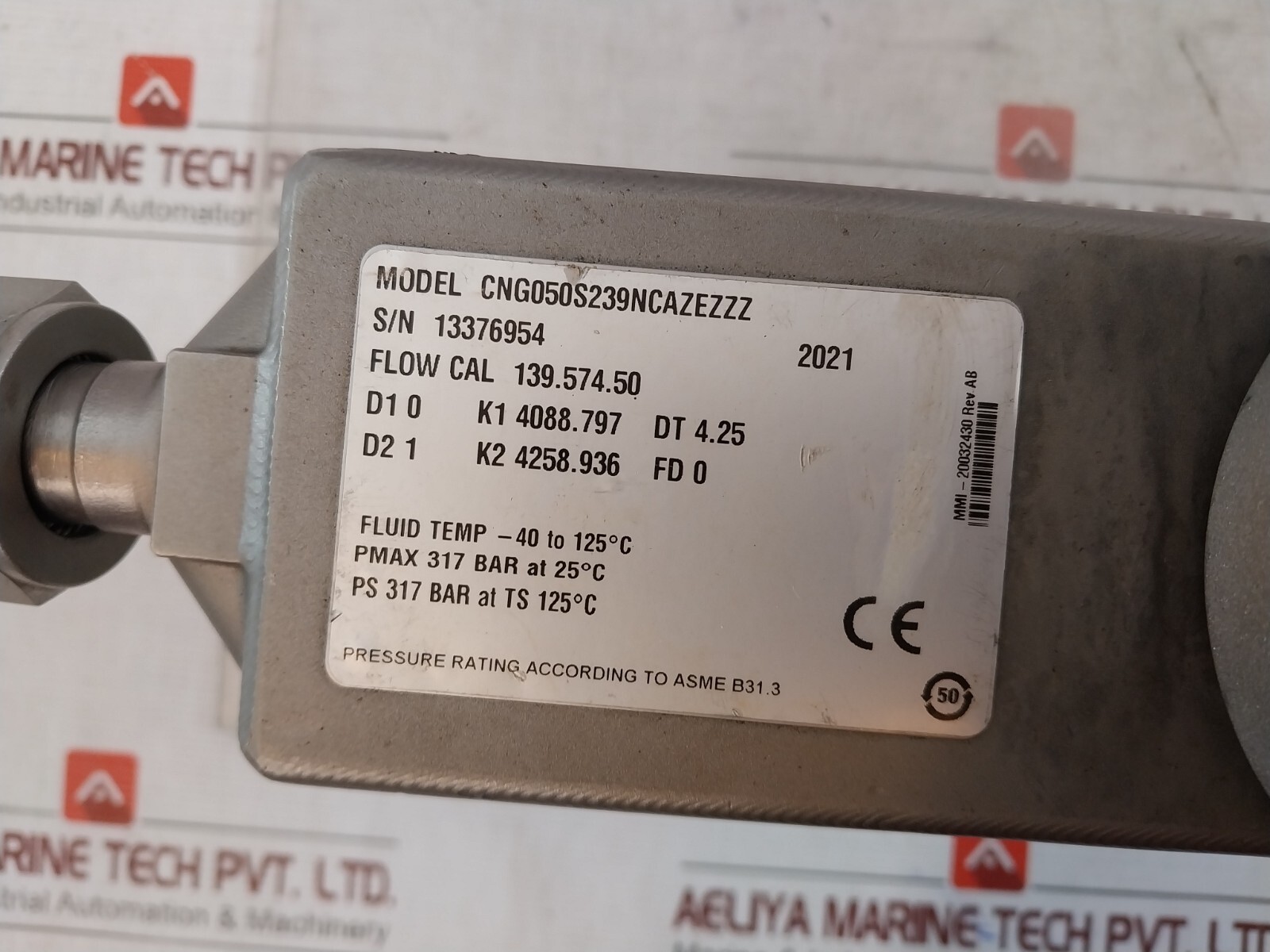 MICRO MOTION CNG050S239NCAZEZZZ Mass Flow Sensor ASME B31.3 (Not Working)
