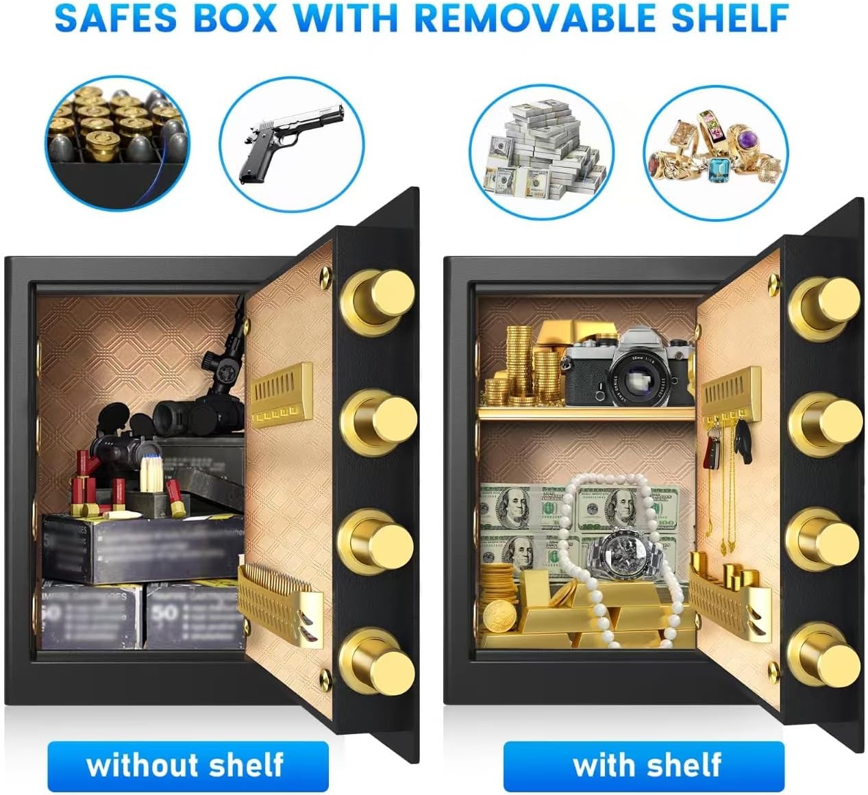 2.0 Cuft Safe Box,Security Home Safe with Digital Keypad, Dual Alarm System& LED