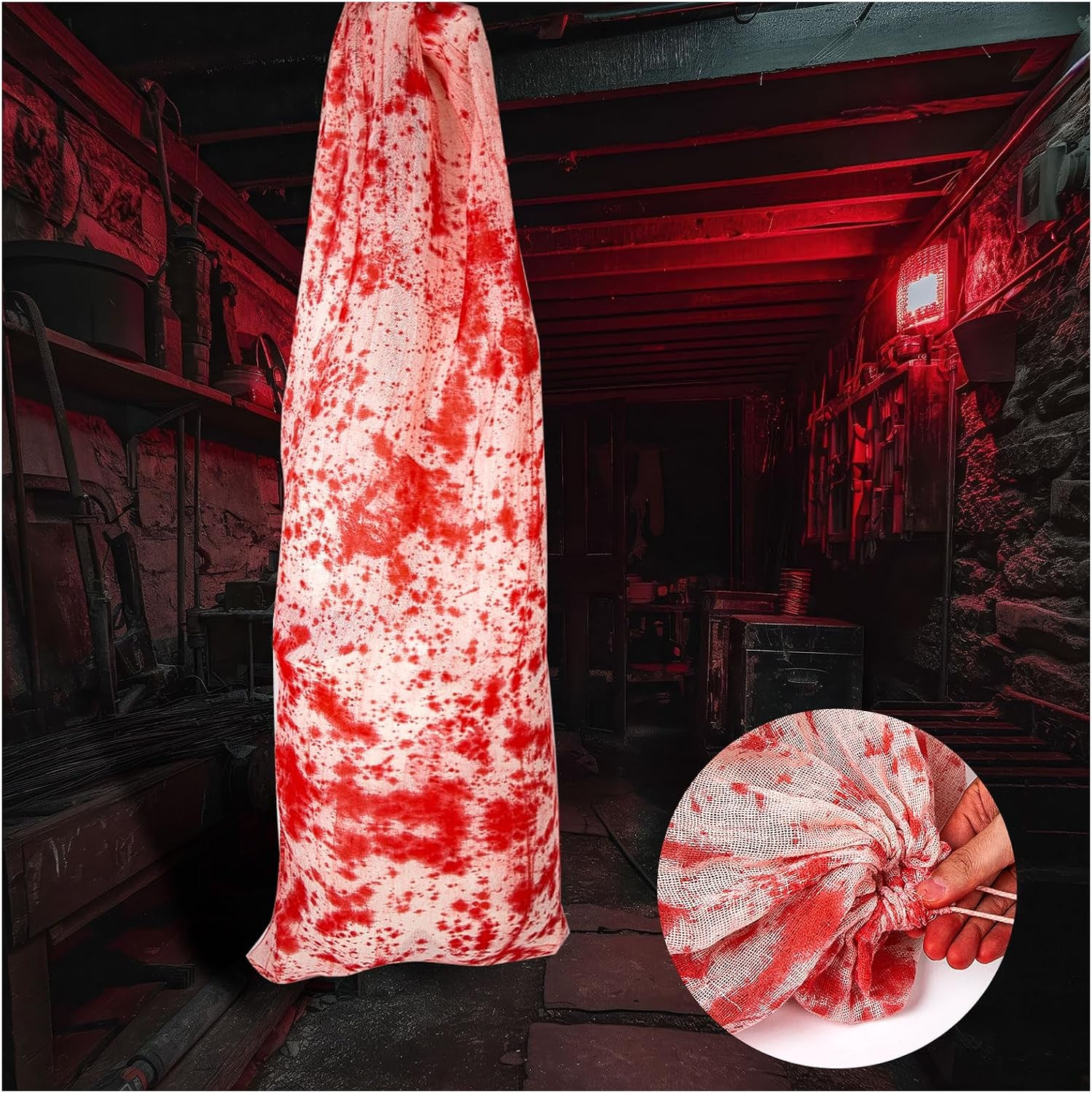 Body Bags for Dead Bodies Halloween | 70IN Body Bag Props, Hanging Indoor Outdoo