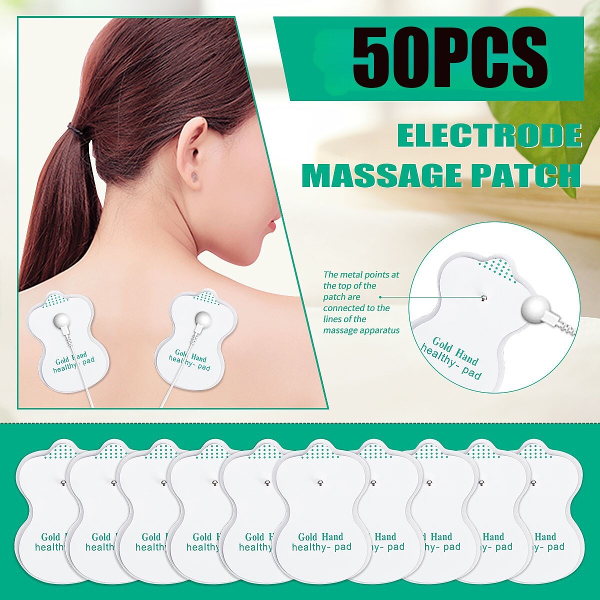 For Massager & Electrode Pads TENS Unit 50PCS Snap On Replacement Pads US