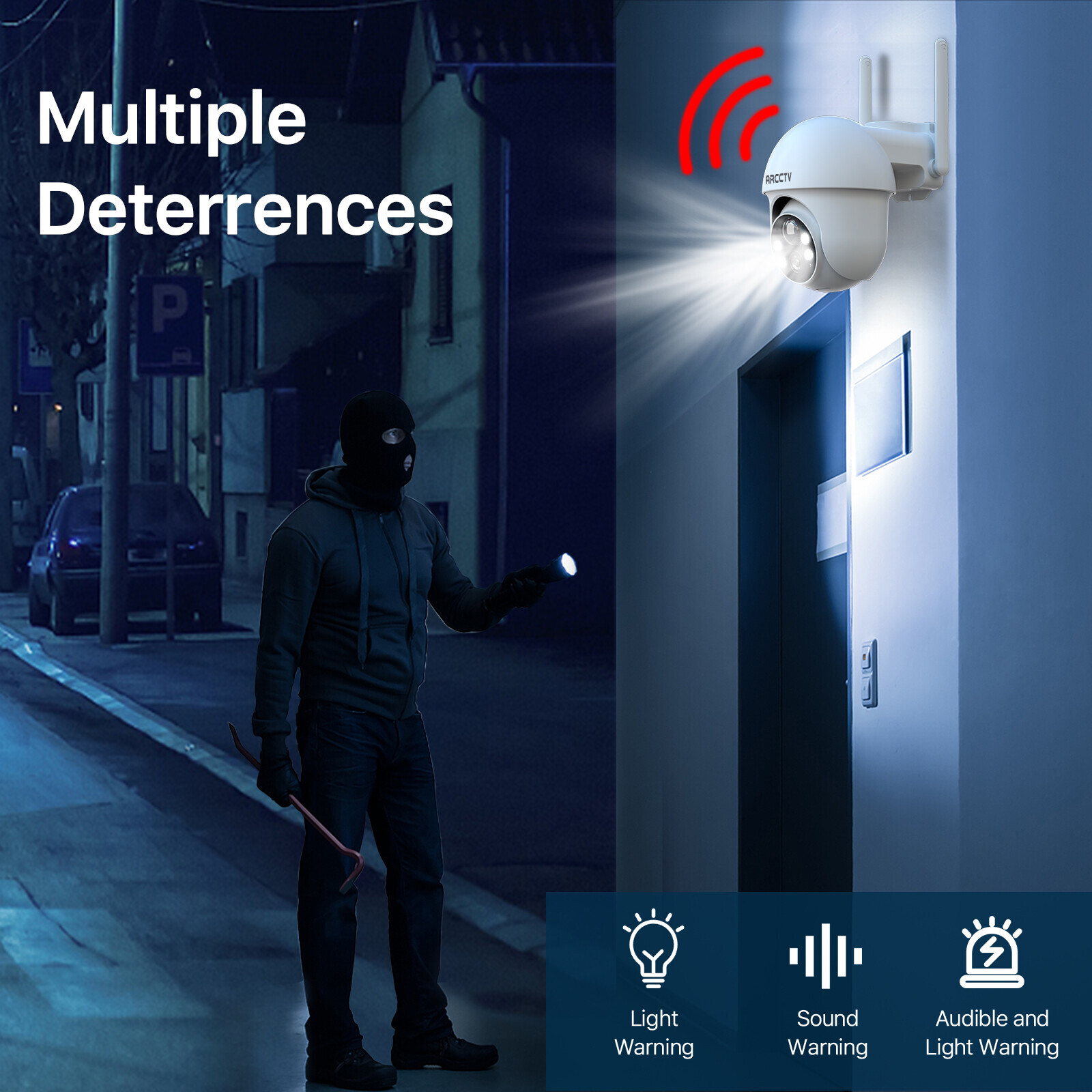 Solar Battery Powered Security Camera WiFi6 Wireless Sys PTZ 3MP Outdoor 2PACK