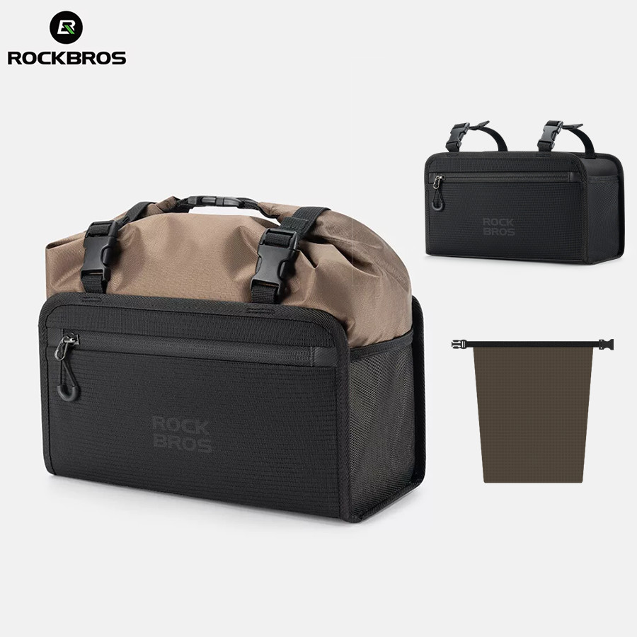ROCKBROS Bike Front Handlebar Bag Folding Waterproof Split Tool Bag 5.5LPortable