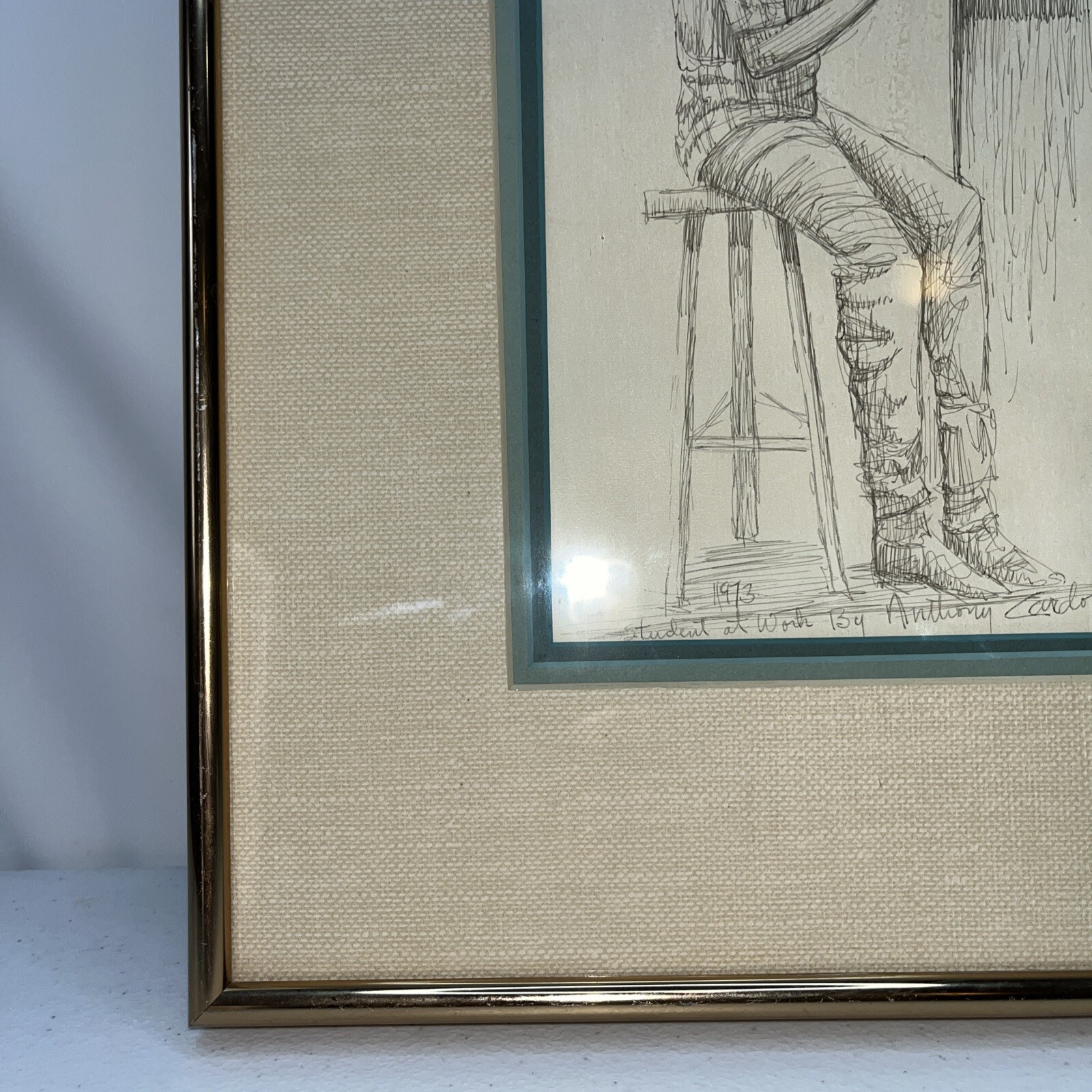Anthony Cardoso Drawing 1973 Framed Signed Rare Original