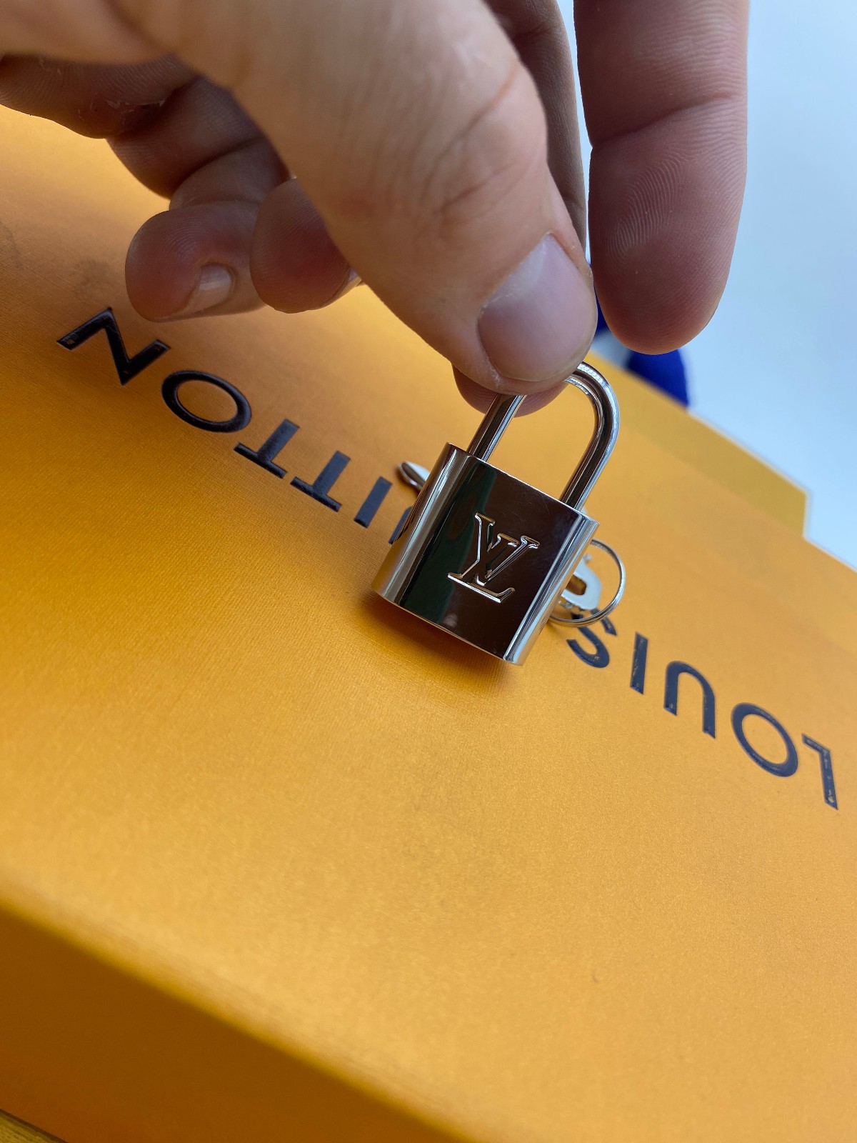 Louis Vuitton PadLock Lock 2 Key Brass Silver Reflective Number 315