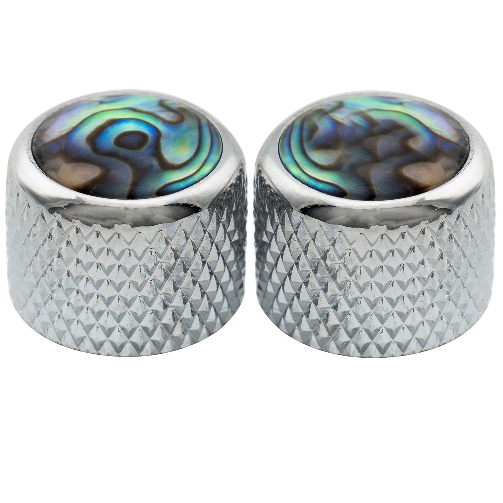 Musiclily Pro 2Pcs 19x16.5mm Chrome Inch Steel Abalone Dome Push-on Guitar Knobs