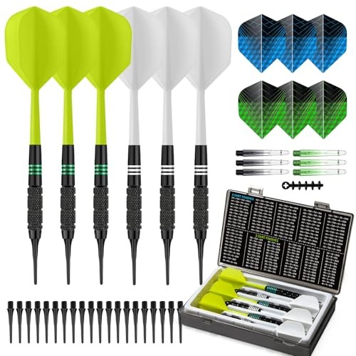 Soft Tip Darts Set 6 Pack – Professional Darts Plastic Tip with Integrated