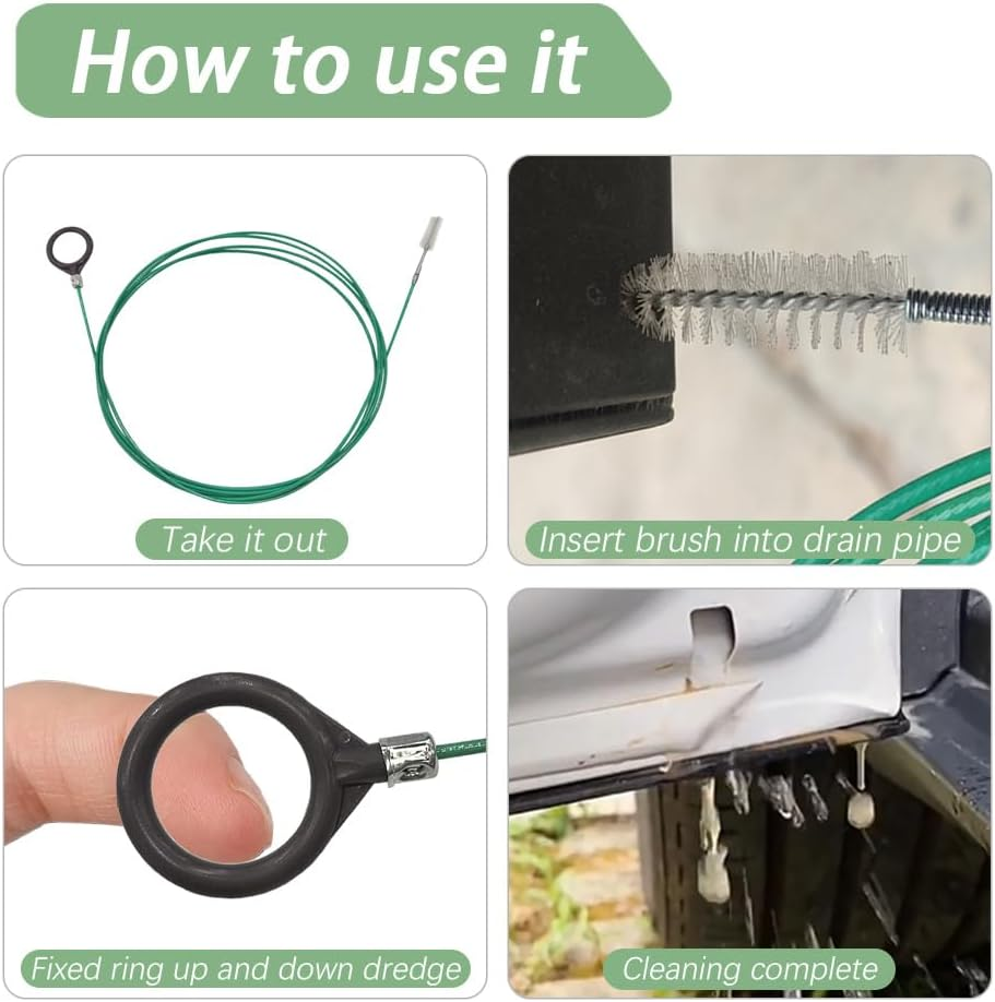 9.84FT Car Sunroof Drain Cleaning Tool Flexible Drain Brush Long Tube Cleaner US