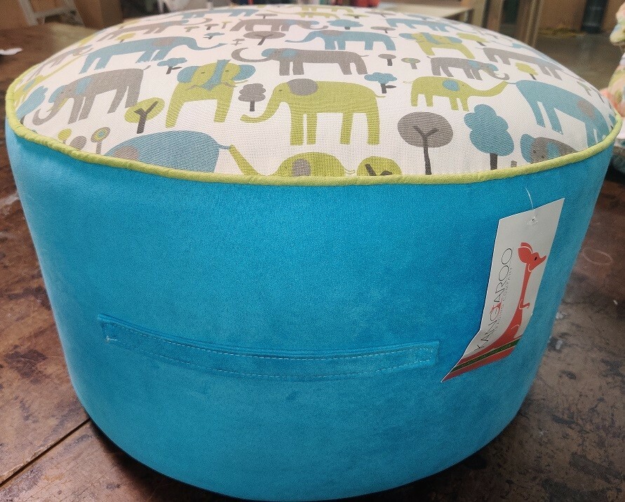 New 22" Ottoman COVER ONLY Trunk Tales Mantis/Sky Blue Microsuede FREE SHIP -USA