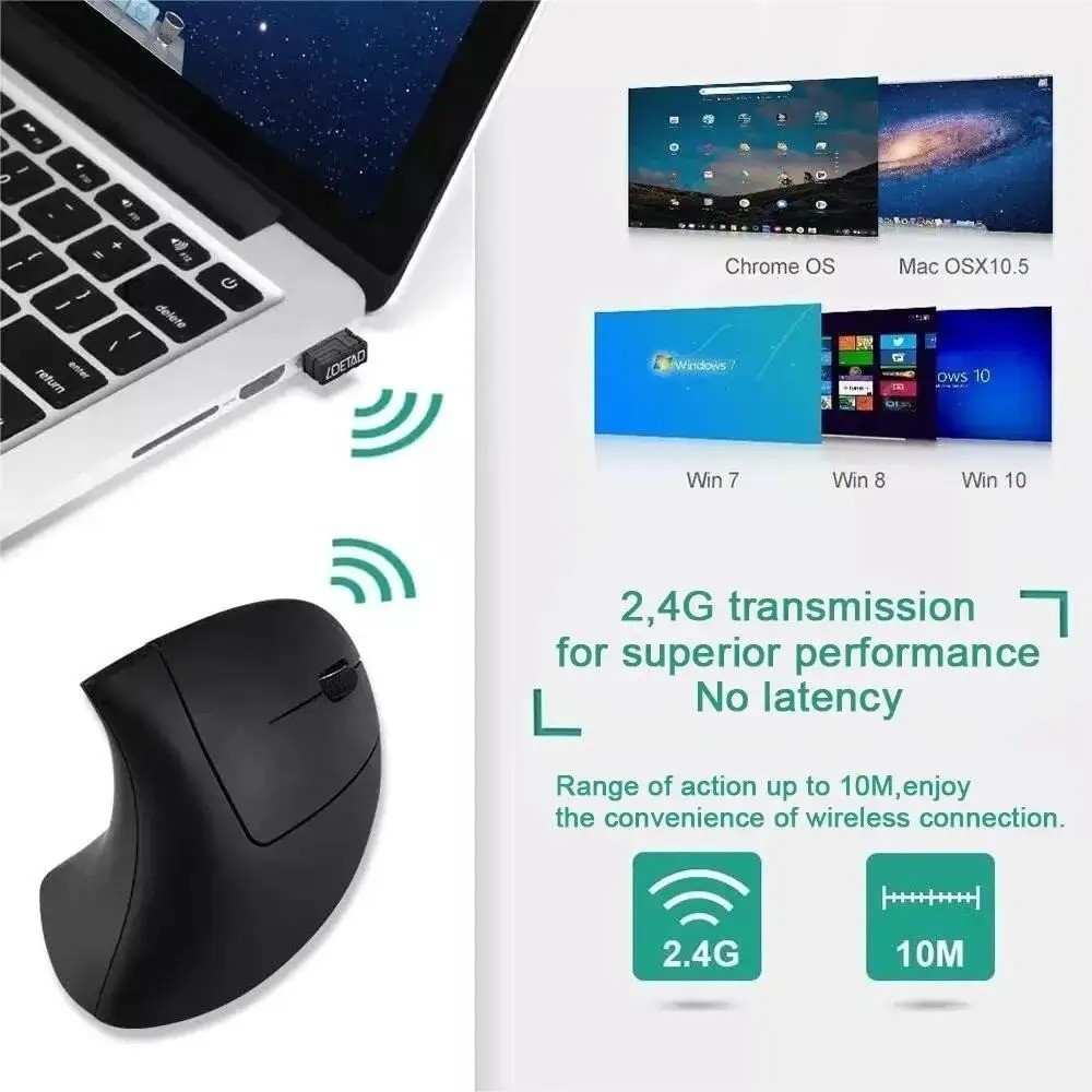 Vertical Mouse Ergonomic 2.4GHz Wireless Optical Mice 3 Adjustable DPI 800/1200/