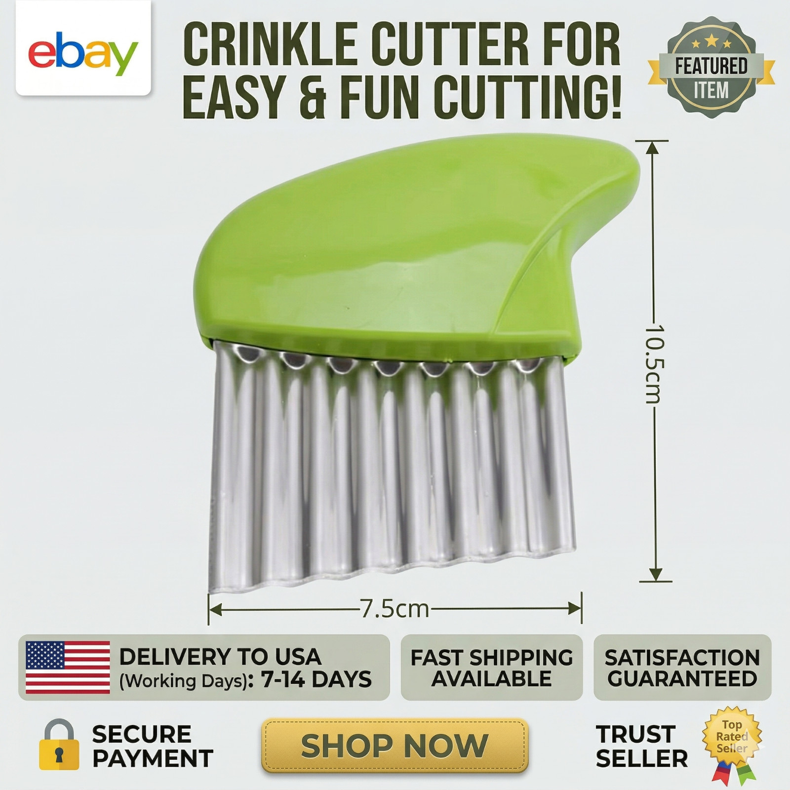 USA Potato Chip Crinkle Cutter Stainless Steel Salad Vegetable Wavy Cutter  USA