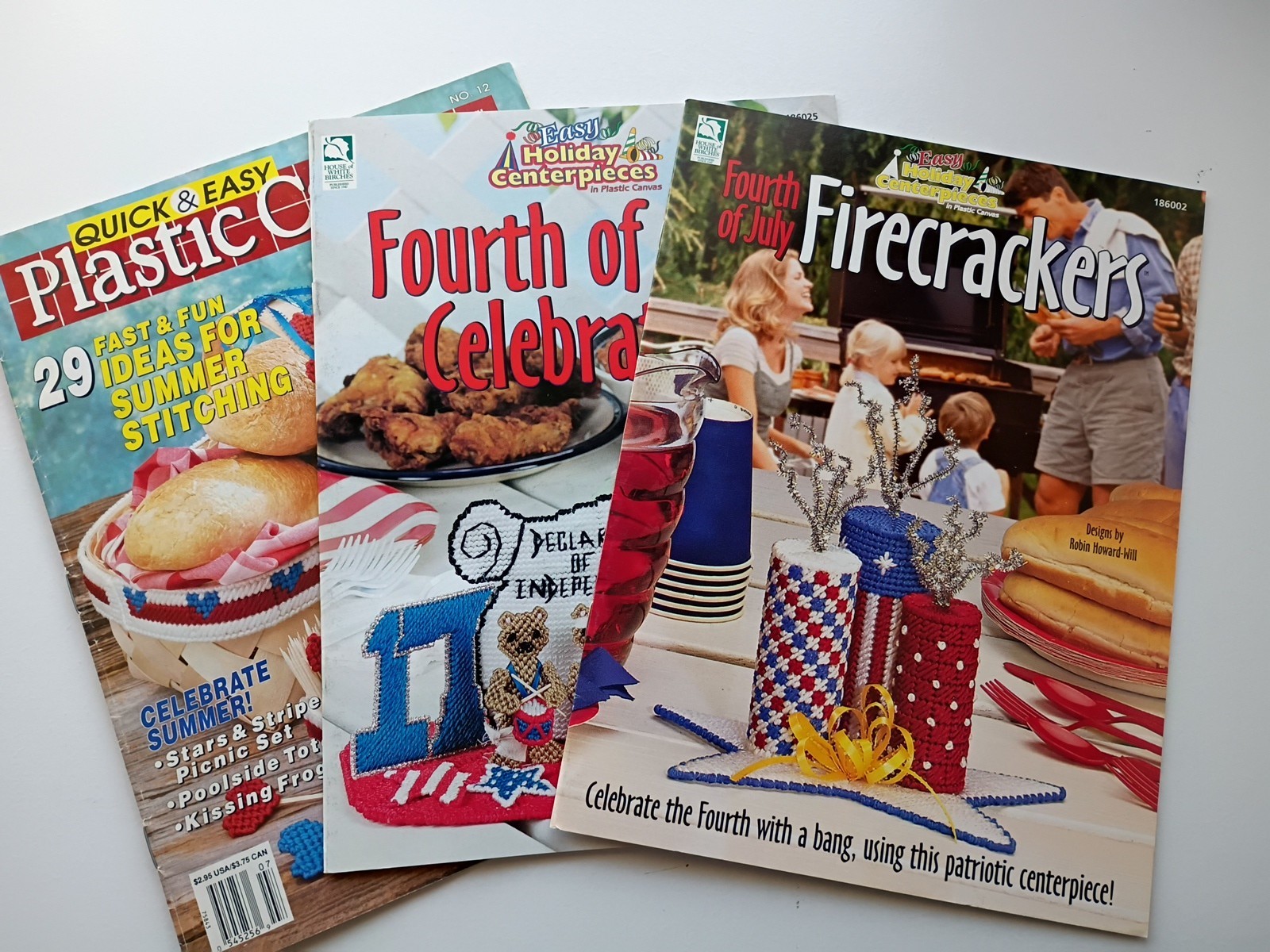 Fourth of July Plastic Canvas Pattern Booklets - Lot of 3