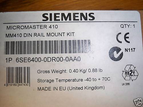 Siemens #6SE6400-0DR00-0AA0 Micromaster 410 DinRail Mtng Kit New (Lot of 3)