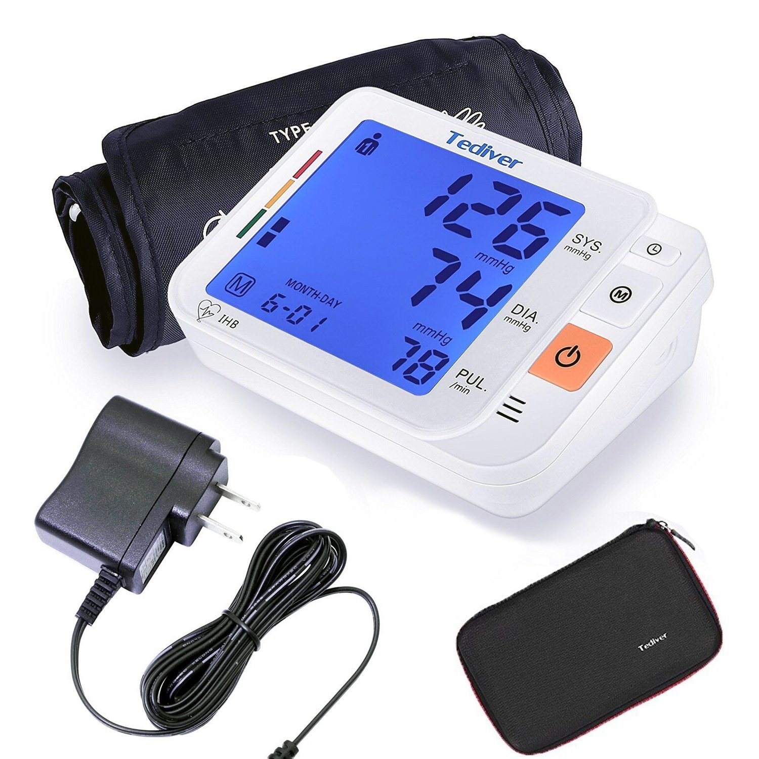 Digital Blood Pressure Monitor, Large Cuff 1 Count (Pack of 1), White