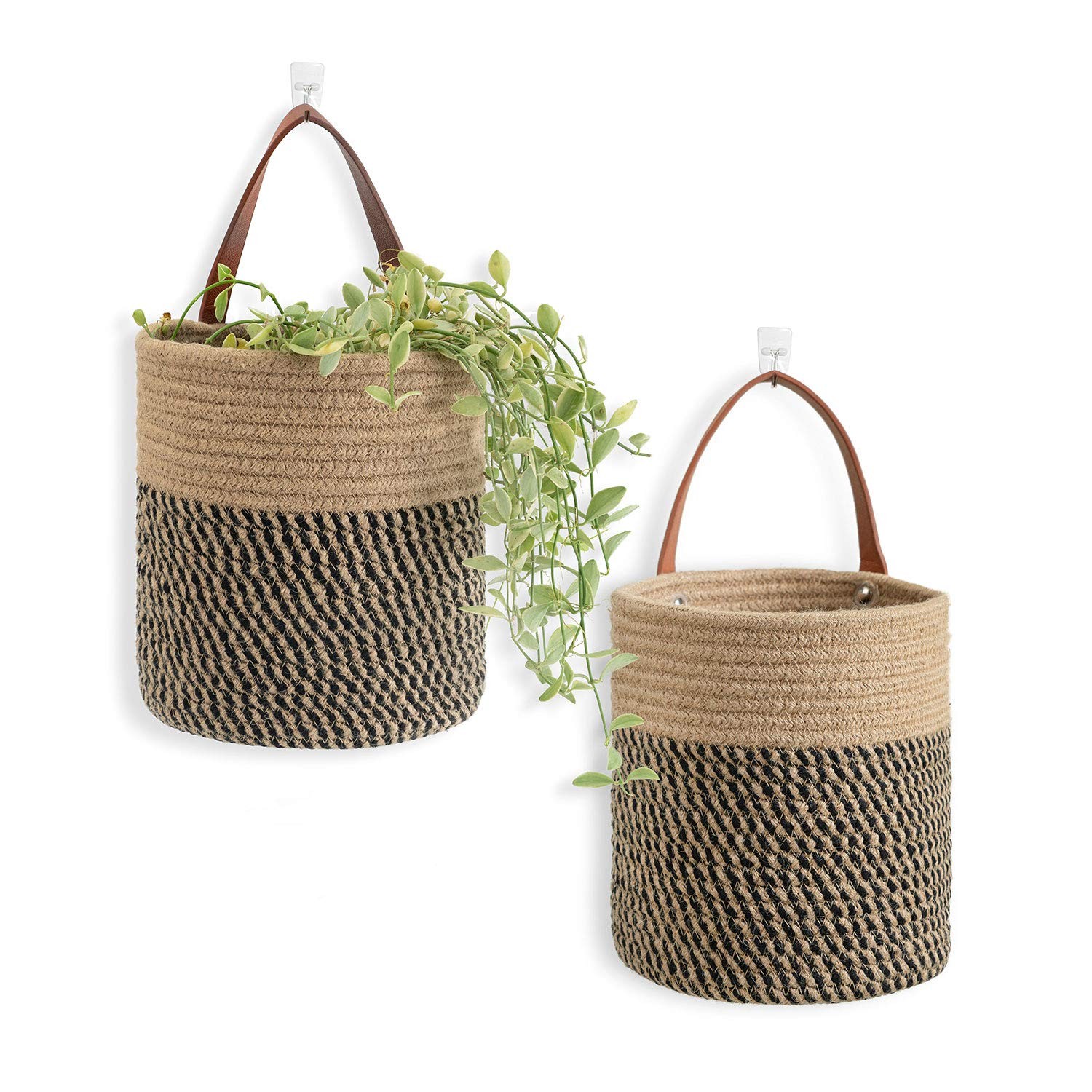 2pack Jute Rope Hanging Basket - 7.87" x 7" Small Woven Fern Wall Hanging Bas...