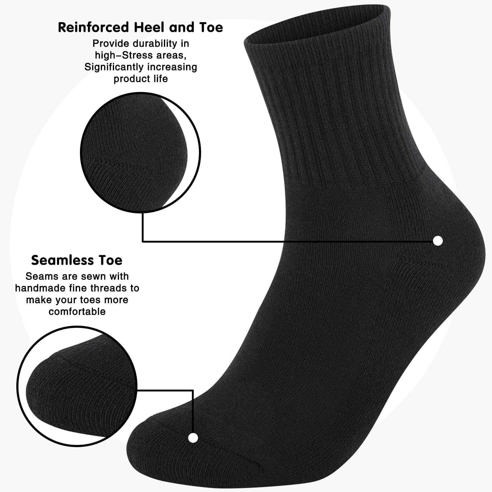 Womens 100% Cotton Cushioned Ankle Socks, Medium-Large, 6