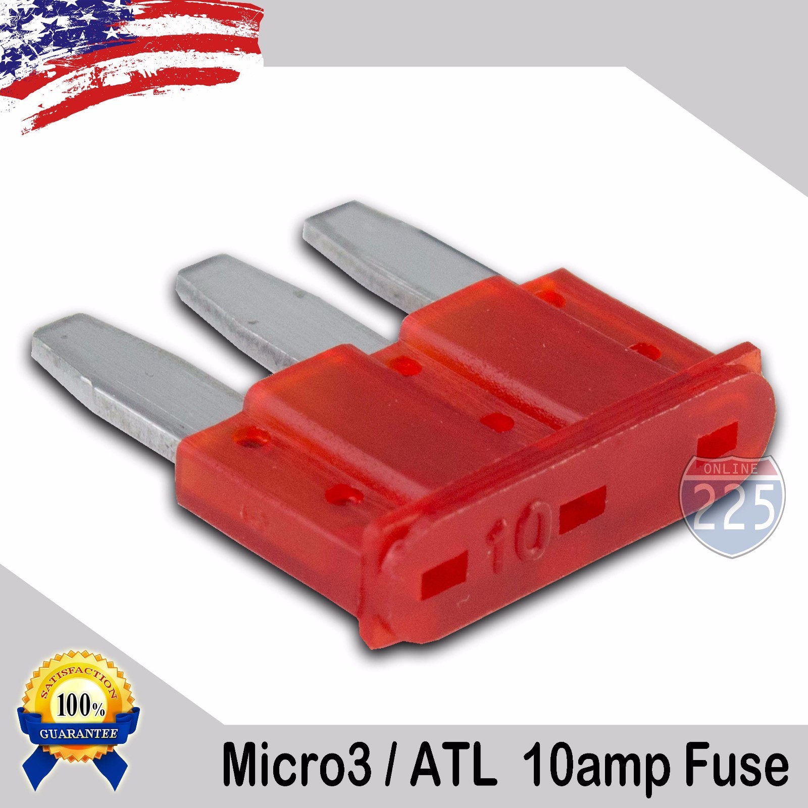 25 Pack 10A Micro3 Blade Fuse 10 AMP ATL 32V Automotive Car Truck Boat Marine RV