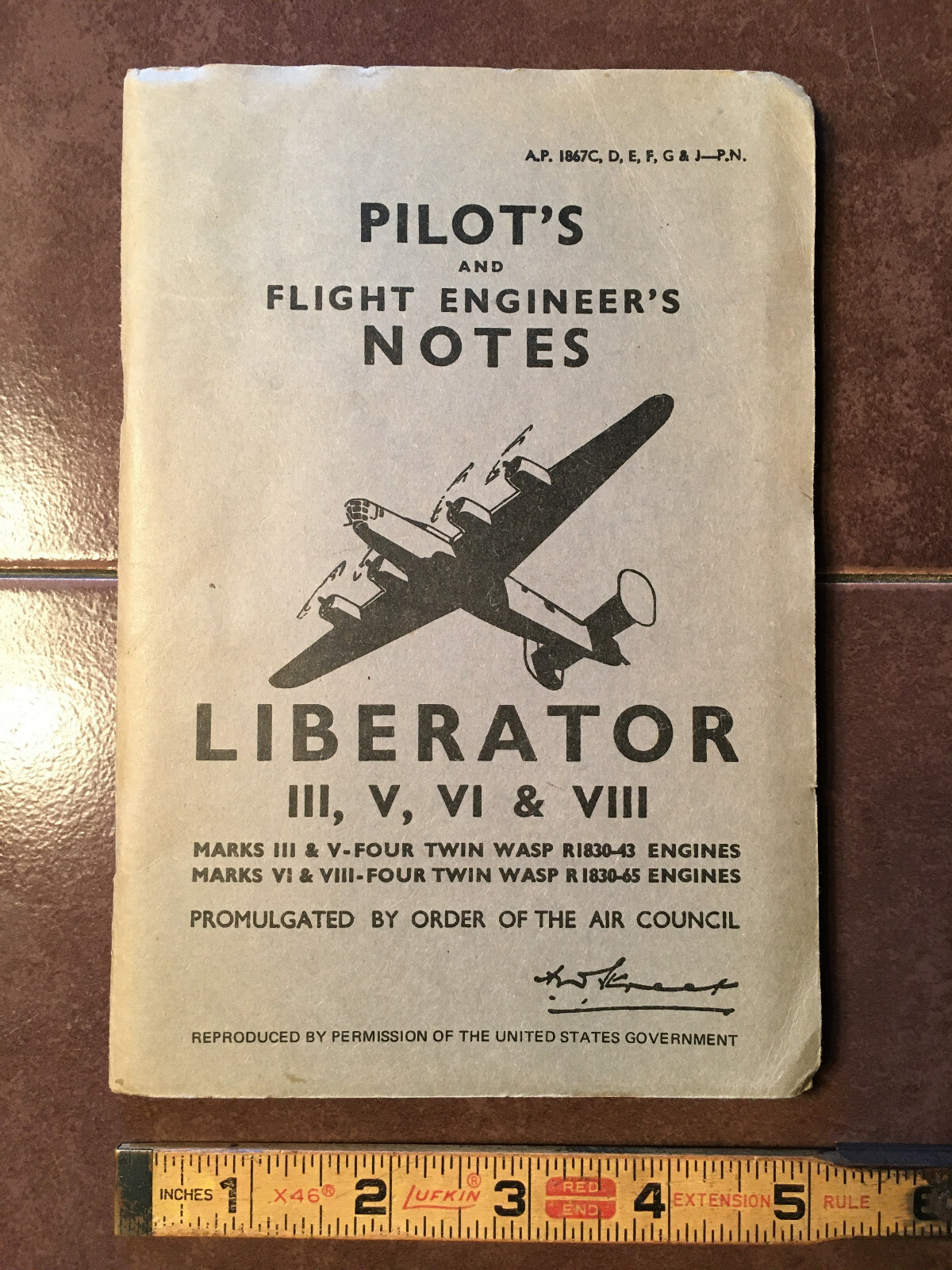 B-24 Liberator III, V, VI & VIII w R1830-43 or R1830-65 Engines Pilots Notes POH