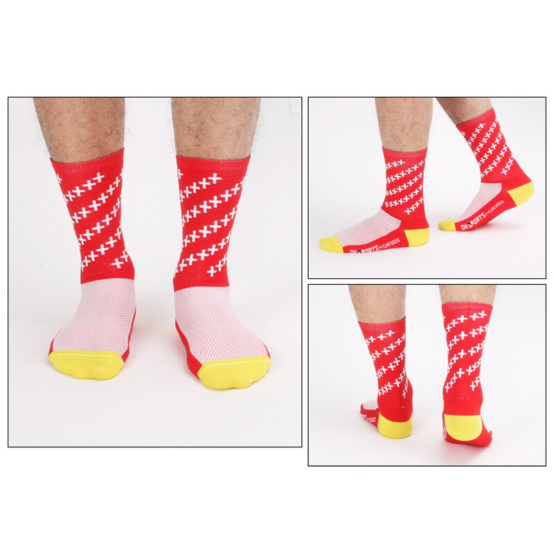 Pro Men Women Road Cycling Sport Ankle Socks XC Riding Bicycle Socks Green Cross