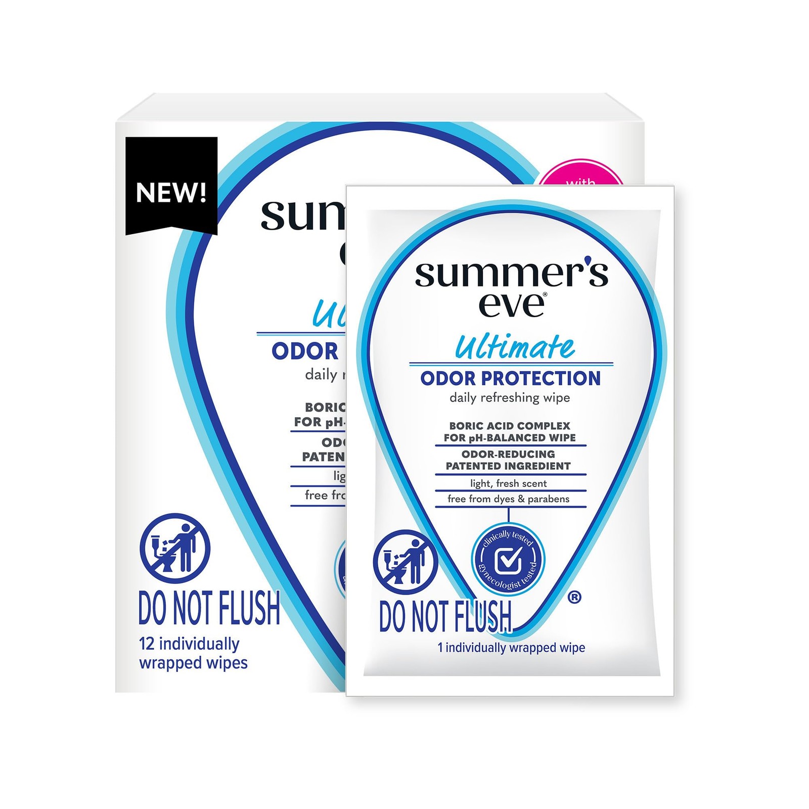 Summer's Eve Ultimate Odor Protection Feminine Wipes 12 Count Ph Balanced Wipes