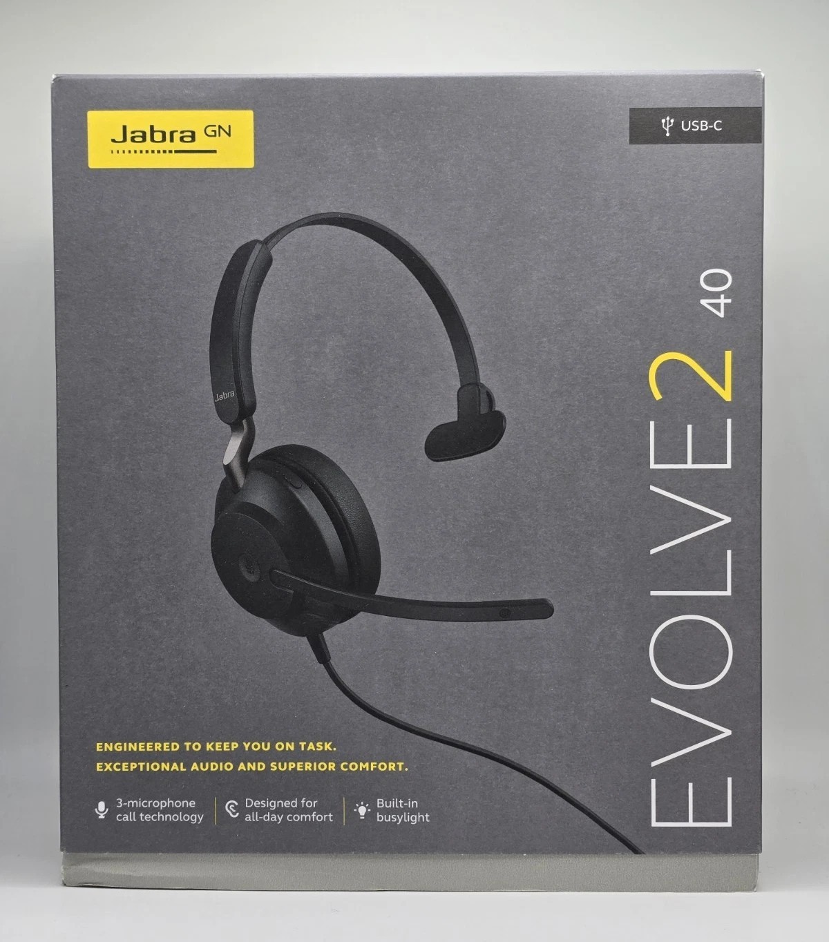 Jabra Evolve2 40 Wired Headset - USB-C UC Stereo | Noise Canceling | New In Box
