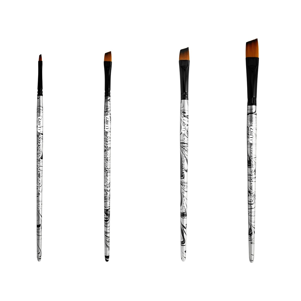 AS-253 Black Swirl Synthetic Angle Brush Set 4 pcs