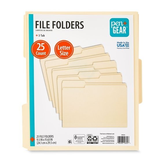 (2 pack) Pen+Gear Manila File Folders, Letter Size, 25 Count