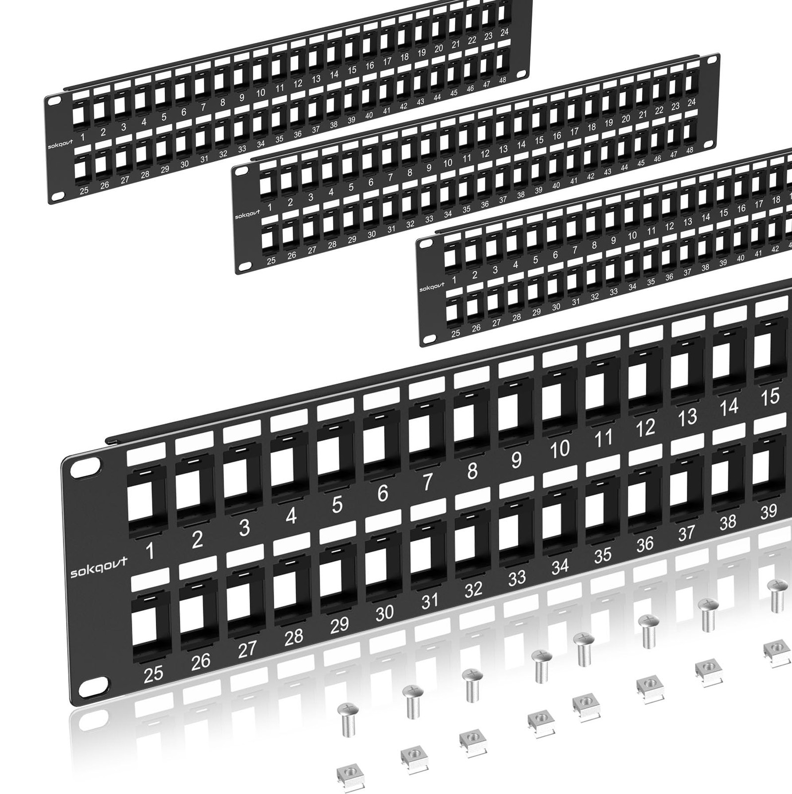 48 Port Blank Keystone Patch Panel with Snap-in Design (4 Pack), Cat6 Network...