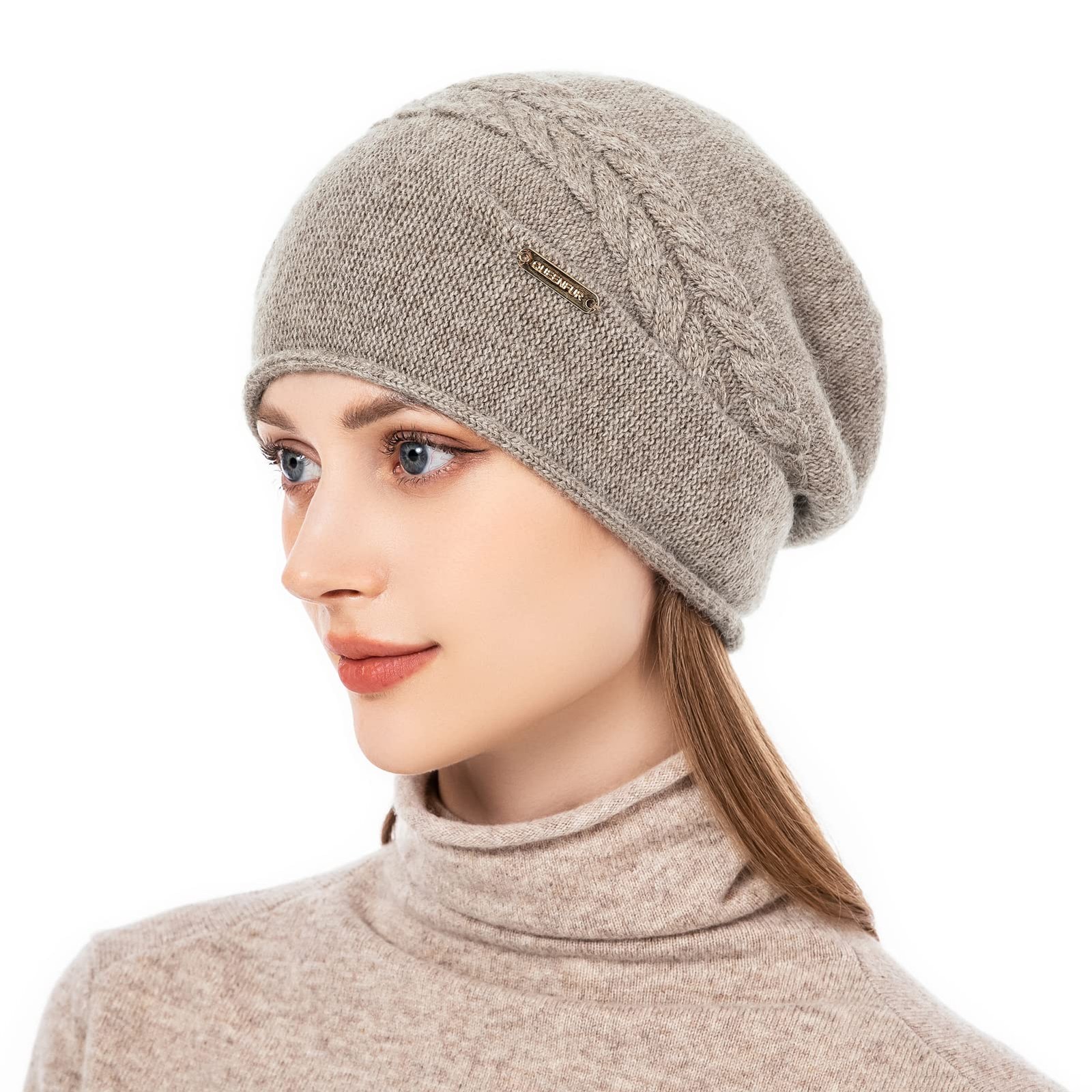Knit Slouchy Beanie Hats for Women Cashmere Ski Cap Knitted Wool Soft Warm Wi...