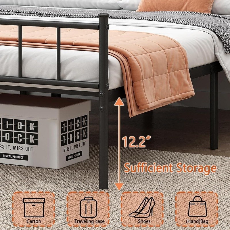 Twin Bed Frame Alloy Steel Platform No Box Spring Easy Assembly Safe Design New