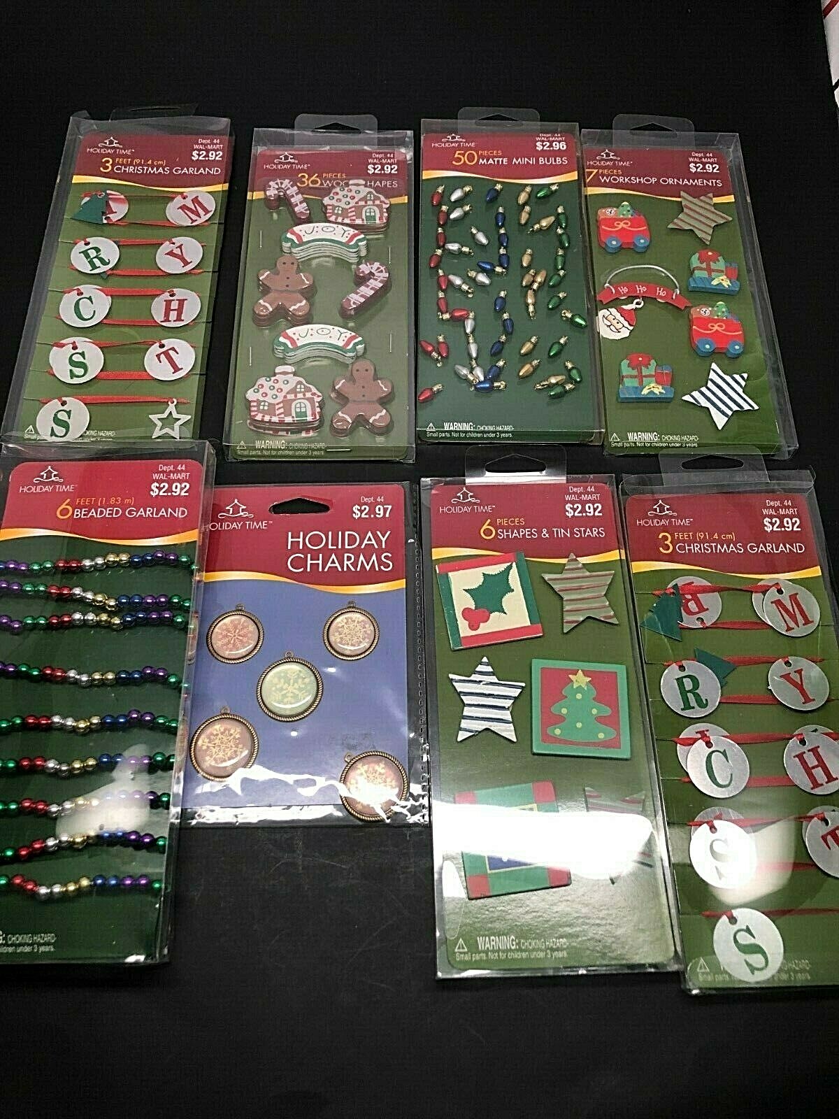Lot of 8 Holiday Time Christmas Embellishment Packs Multiple Pieces Each Pack #1