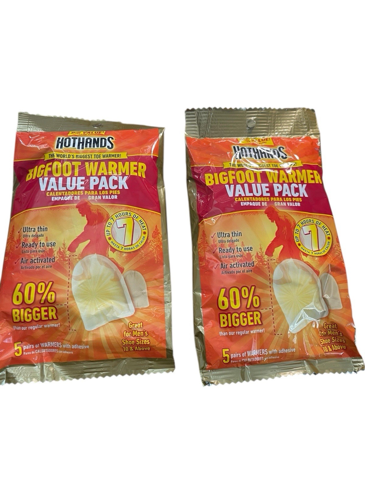 Lot Of x2 Hot Hands Bigfoot Adhesive Toe Warmer | 10 Pairs Total