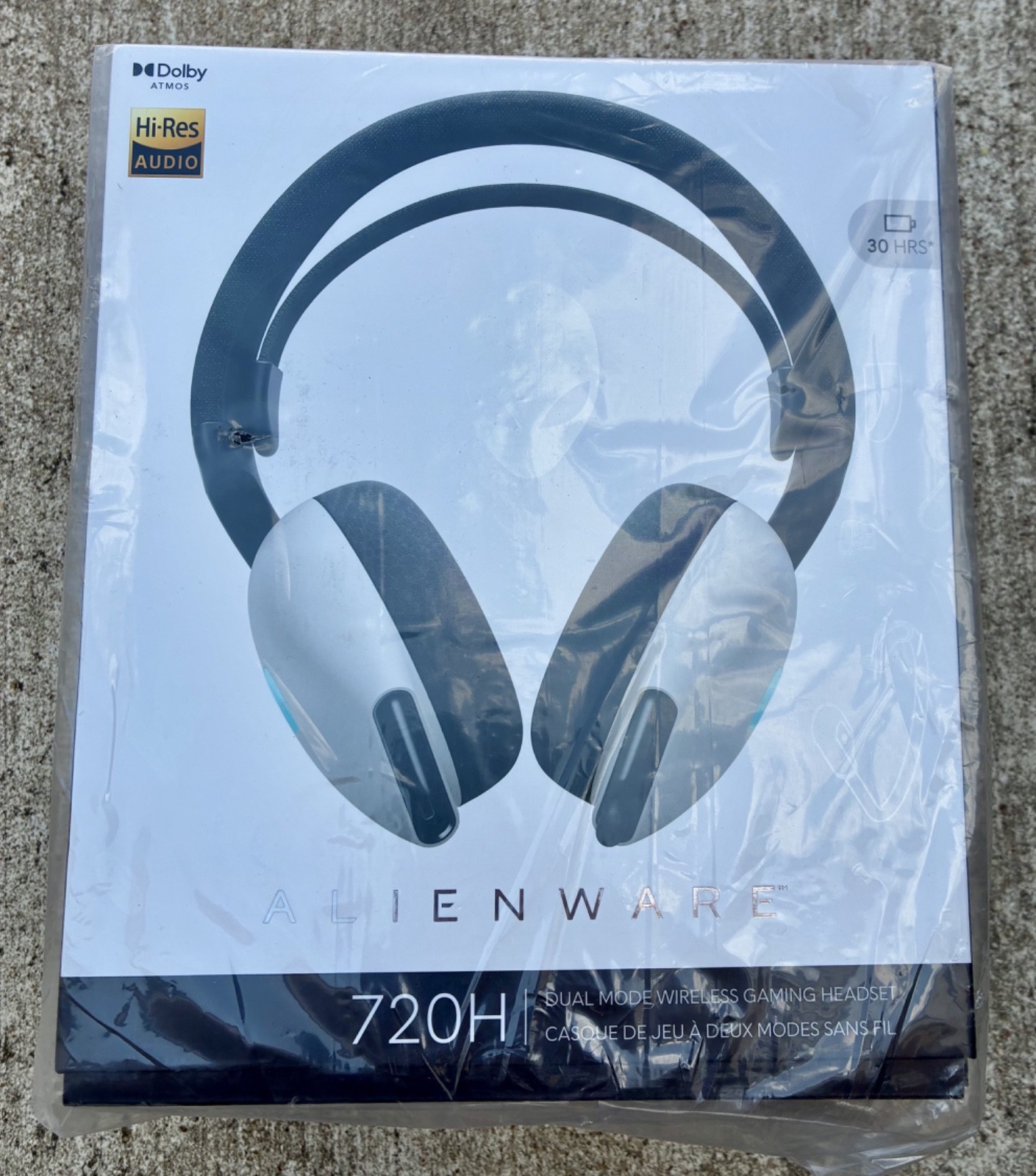 NEW SEALED AlienWare AW720H Dual Mode Wireless Gaming Headset Lunar Light 67R5G
