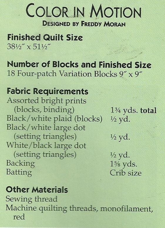 D0135 COLOR IN MOTION WALLHANGING QUILT PATTERN/INSTRUCTIONS