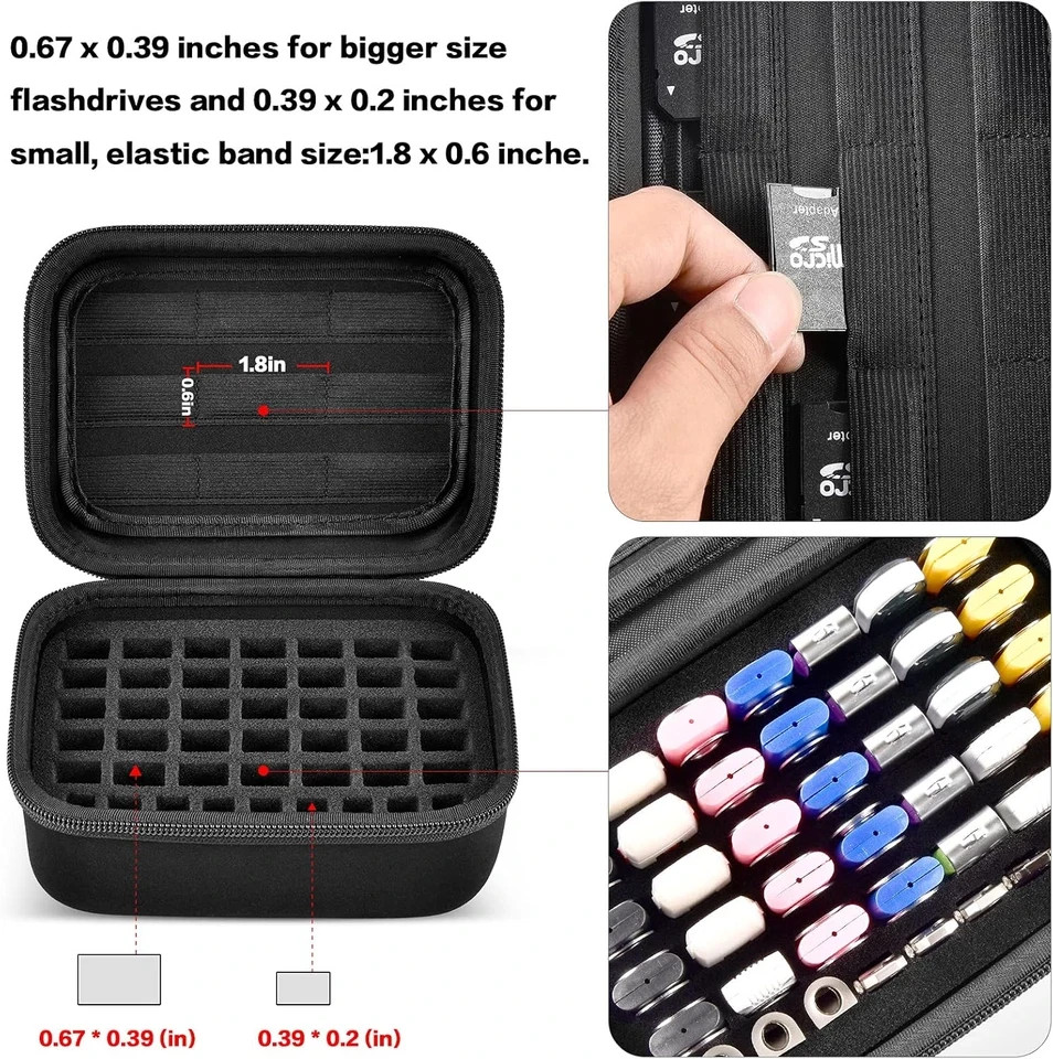 USB Flash Drive Case, Thumb Drive, Memory Card SD SDXC SDHC Card Holder Organize