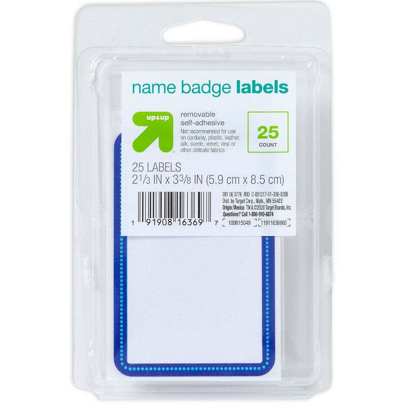 150 Name Badge Labels from up & up (Target) Self Adhesive 2-1/3" x 3-3/8"